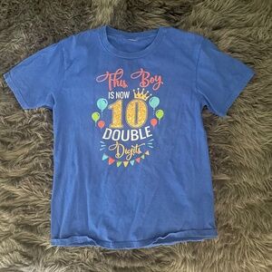 Blue 10 year old birthday shirt